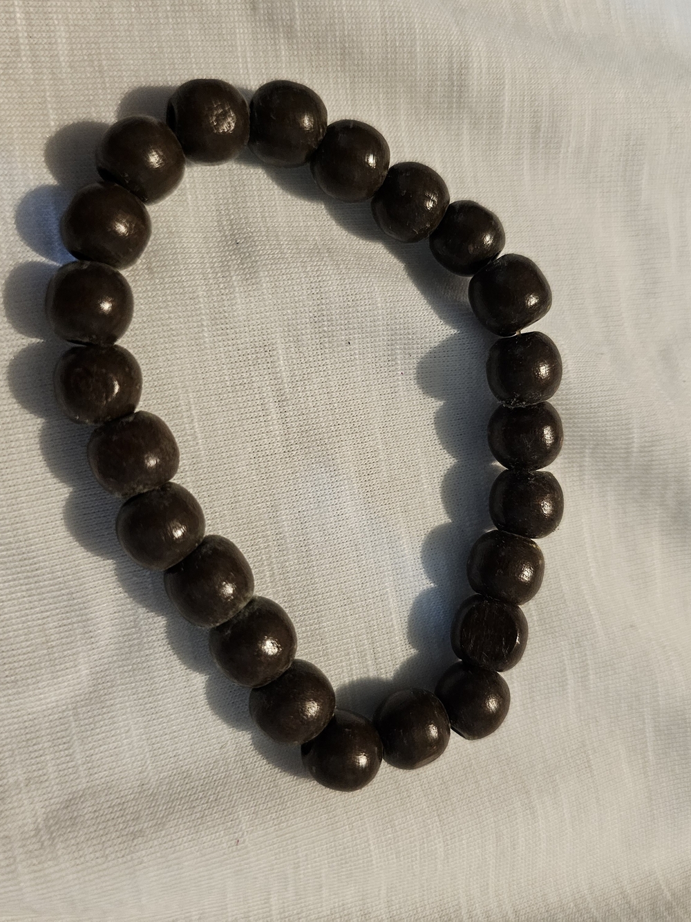 Dark Brown Wooden Bead Stretch Bracelet